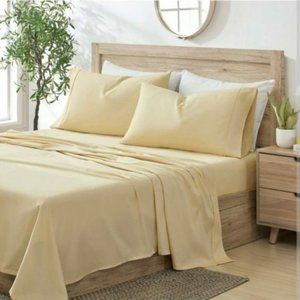 100% Organic Cotton Solid Sheet Set - Kindlier -- Queen